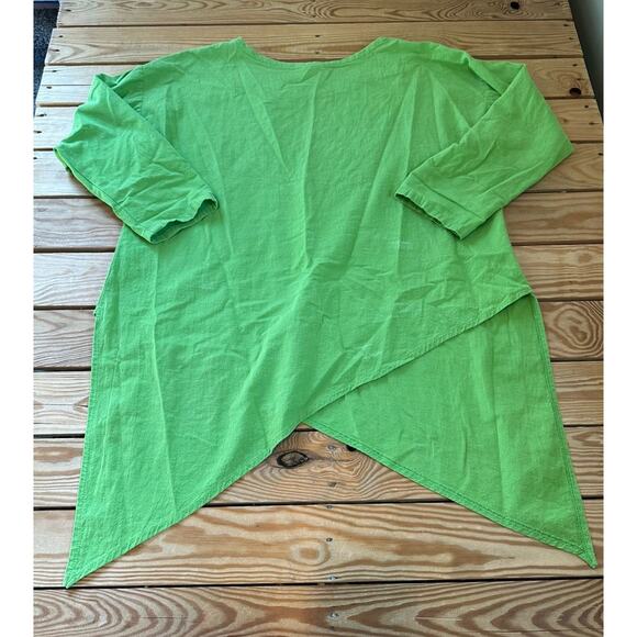 B’gauze Shark Bite Hem Top Size 1 (US Small) 100% Gauzy Cotton Women’s Green - Picture 2 of 8